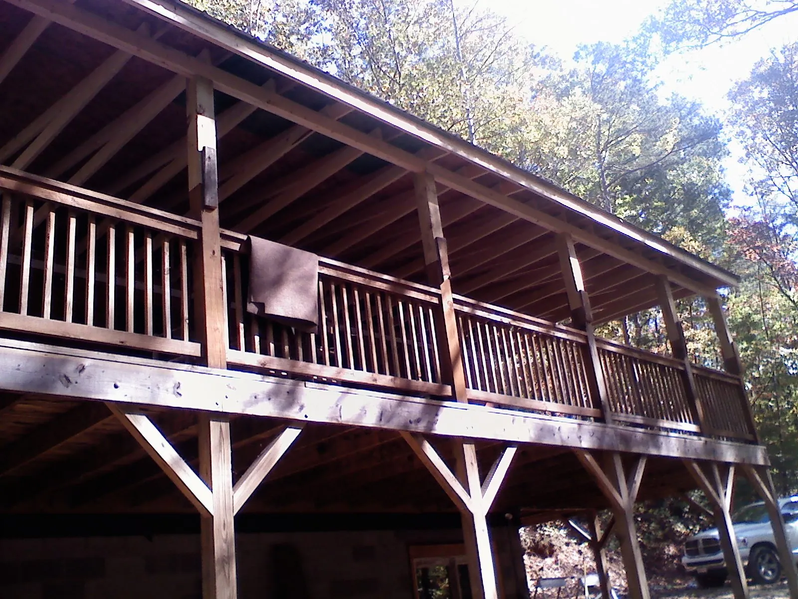 Timber framing under a new elevated porch and deck — Roof Leak Repair in Mill Valley by Roofing Brothers